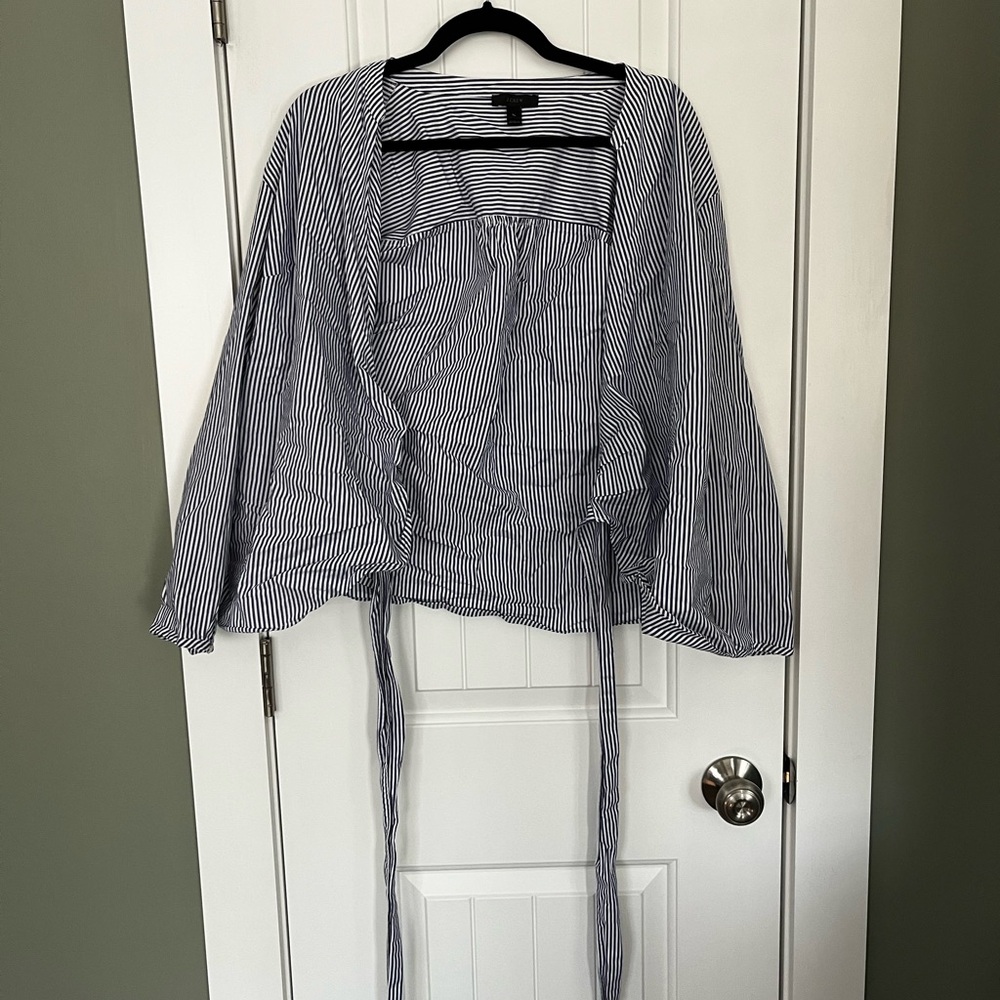J. Crew Blue and White Striped Blouse
